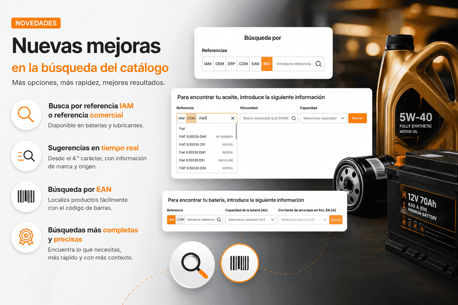 Mejoras en la búsqueda del catálogo: referencias, sugerencias y filtros por producto