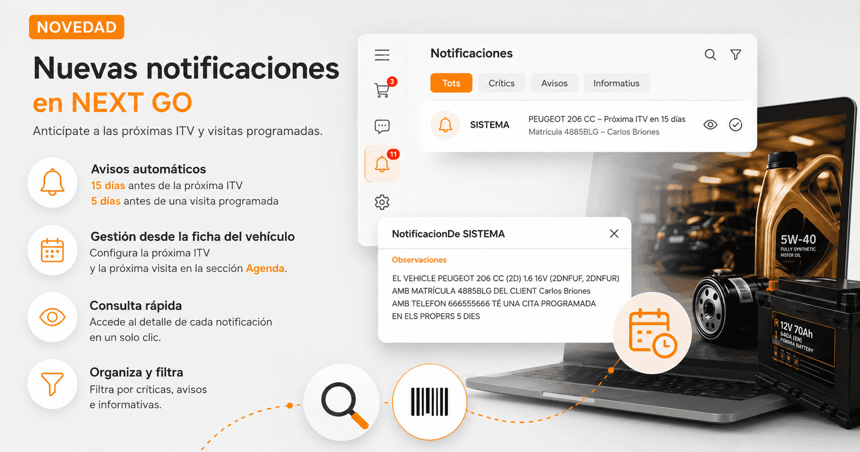 Next GO incorpora nuevas notificaciones automáticas